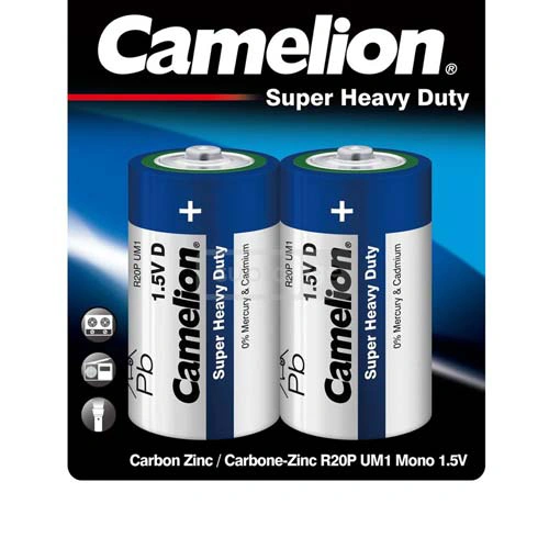 CAMELION Super Heavy Duty ელემენტი 1.5V D-ზომის R20 1*2ც